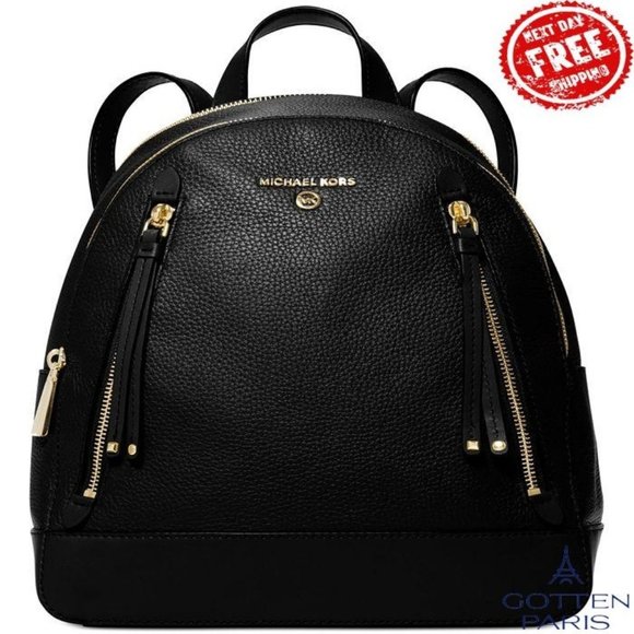 Michael Kors Brooklyn Leather Medium Backpack Black/Gold Women\'s Bag main image 5